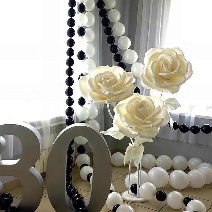 Black Linking Balloons, 120PCS Linked Balloon with Tail for Balloon Wall Arch and Chains, Quick Linkable Balloons for Wedding Birthday Baby Shower Engagement Graduation Party Decorations (6+10inch)