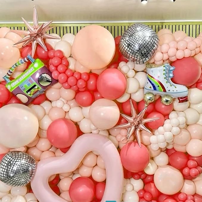 130pcs Retro Hot Pink Balloons Different Sizes 18" 12" 10" 5" Blush Hot Pink Latex Balloon Garland Arch Kit for Birthday Baby Shower Valentine's Day Wedding Gender Reveal Party Decorations