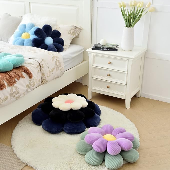 Sioloc Flower Pillow - Shaped Throw Pillow Butt Cushion, Seating Cushion, Cute Room Decor & Plush Pillow for Bedroom Sofa Chair (Lavender, 29.5'')