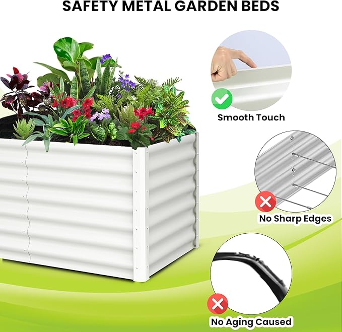 Large Outdoor Planter Boxes Kit Set of 2,6x3x2ft Galvanized Raised Bed Planter with Open-Ended Base Design, Elevated for Outdoor Plants, Durable Raised Bed for Gardening,Green