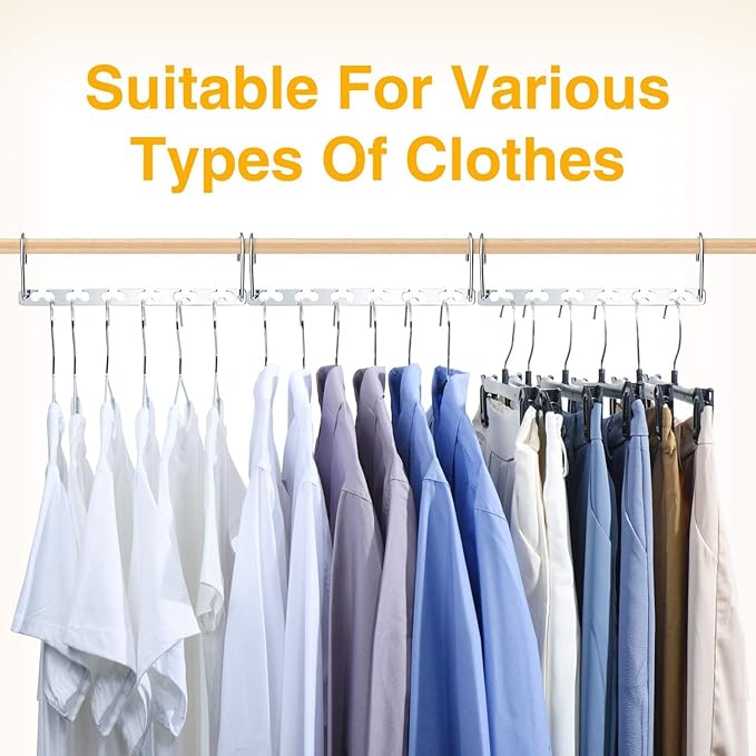 HOUSE DAY Space Saving Hangers for Clothes 6 Pack, Heavy Duty Hanger Organizer | 30 Lbs Capacity |, Metal Magic Hanger, Sturdy Multi Hangers, Closet Space Saver Closet Organizers and Storage