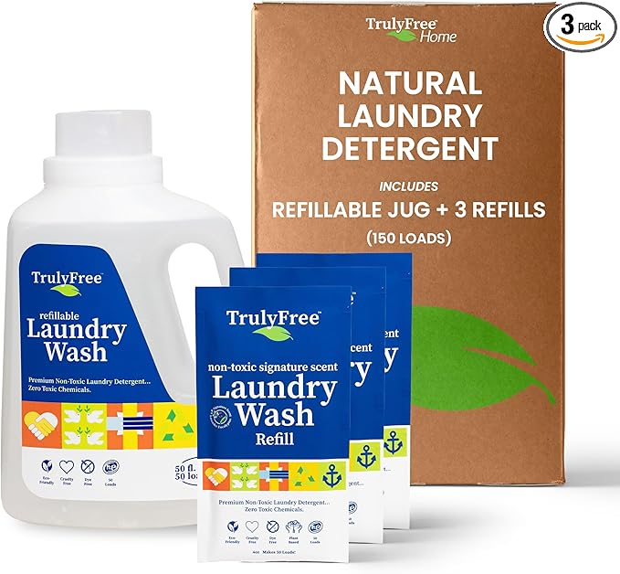 Laundry Detergent for Sensitive Skin | Gentle & Safe for Baby Clothes | Plant-Based | 3 Pack Refill Powder| Easy to Dissolve to Create a Liquid| Signature Wash Scented (150 Loads)