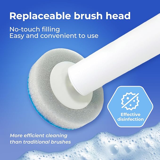 Disposable Toilet Brush&Holder with 18pcs Refills Pads, Toilet Cleaning Kit System,Toilet Bowl Cleaner Wand Holder and Set (1 Wand+1 Caddy+18 Refills)