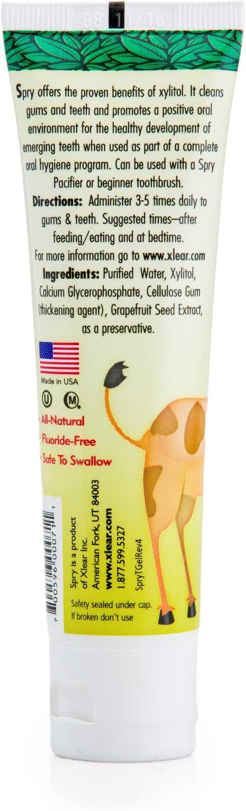 Spry Natural Xylitol Toothpaste for Baby, Toddler, Kids Age 3 Months Up - Fluoride Free Tooth Gel, Support Development of Emerging Teeth, Strawberry Banana, Bubblegum, Original, 2 Fl Oz (Pack of 3)