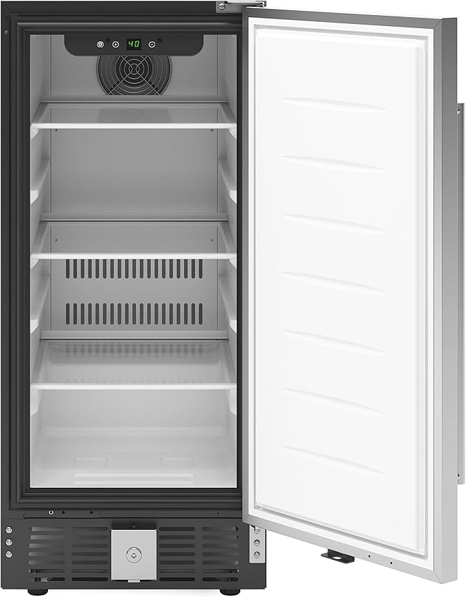 KoolMore 15” Inch 3 Cu. Ft. Built-In Mini Fridge for Food and Beverages with 3 Glass Shelves, Stainless Steel Door, LED Light for Home, Office, Garage, or Dorm Room Use (KM-BIR3C-SS)