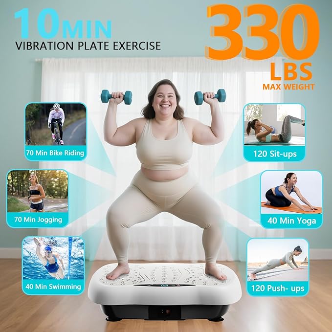 Vibration Plate Exercise Machine, Vibrating Equipment for Weight Loss and Lymphatic Drainage Massager, 3D Waver Exerciser for Fitness, Full Body Workout Shake Board with 120 speeds