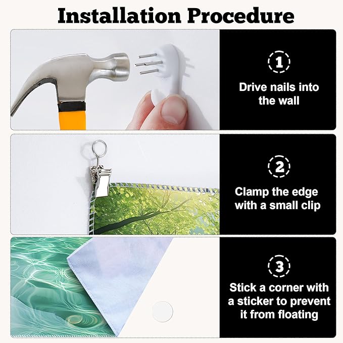 BSFHH Nature Tapestry Forest Tree Sea Cave Wall Hanging, Stream Through Rainforest Landscape Wall Art Tapestry for Bedroom Living room (Lake View, 59" × 51", Unframed)