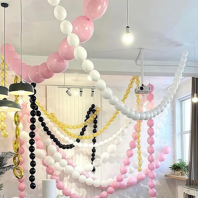 Pastel Pink Quick Link Balloons, 60PCS 10 Inch Baby Pink Linking Balloons for Making Balloon Wall Heart Arch, Tails Balloon for Girls Wedding Birthday Baby Shower Valentine's Party Decorations