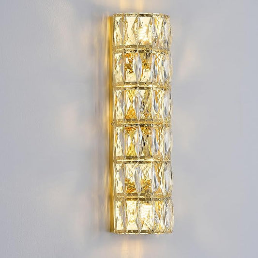 6 Layer Gold Crystal Wall Sconce, Modern Wall Lamp Light Fixture for Bathroom Vanity, Stairway, Kitchen, Living Room, Bedroom, Hallway