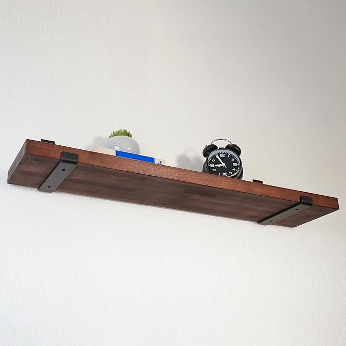 CONSDAN Floating Shelves for Wall Mounted Book Shelf Hanging Shelves Floating Bookshelf for Bedroom, Bathroom, Living Room, Kitchen USA Grown Solid Hardwood, Dark Maple 60x7.5x1.5 in (Set of 3)