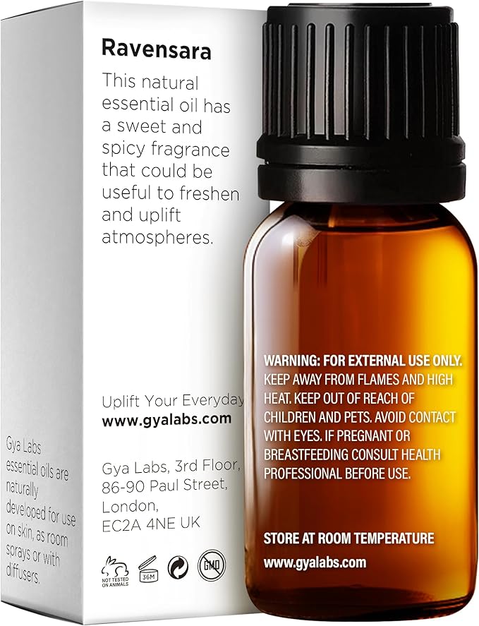 Gya Labs Ravensara Essential Oil for Diffuser - 0.34 Fl Oz - 100% Pure Natural Ravensara Oil for Skin, Hair, Aromatherapy & Candle Making Scent