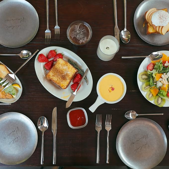 Silverware Serving Set 5-Piece Mirror Polished Stainless Steel Flatware Thick Handle Hexagon Cutlery Serving Utensils Set