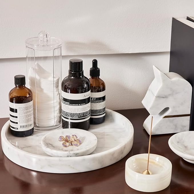 ๐๐ฎ๐ฑ๐ฎ๐ซ๐ฒ ๐๐ญ๐๐ฅ๐ข๐๐ง 100% Marble Tile Coasters โ Set of 4 โ Square Modern Bar Coasters for Drinks, Coffee โStone Holder for Home Dรฉcor, Housewarming Gifts (Carrara White)