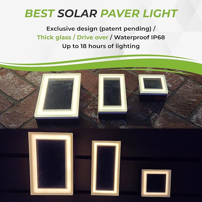 LUMENGY Solar Paver Light 4×4 inch (3.93 X 3.93), Up To 12 Hours Continues Lighting, Stainless Steel, Glare-Free Lighting For Driveways & Garden, 2700K Warm White, Waterproof & Drive-Over Rated. Ver 2