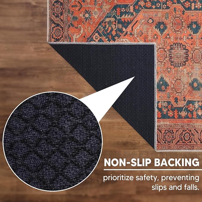 Keen Home Design 3x5 Rug - Machine Washable Entry Rug with Non-Slip Backing, Ideal for Enteryway, Kitchen, Bathroom, Laundry Room - Vintage, Easy Clean, Durable, Low Pile Rug - (3' x 5')