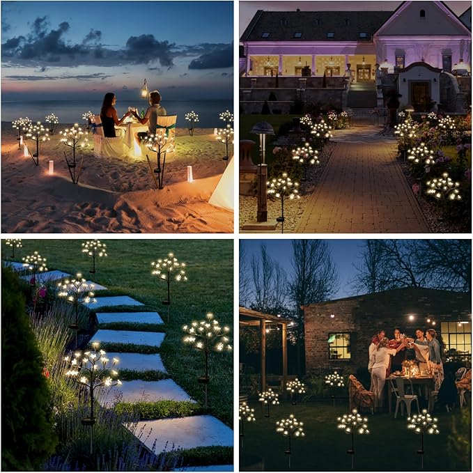 Solar Garden Lights Outdoor,Waterproof Outdoor Solar Lights for Outside Decorative 6Pack, 120Led Solar Flowers Garden Decor, for Yard Pathway,Lawn,Patio Fairy Decorations Gardening Gifts