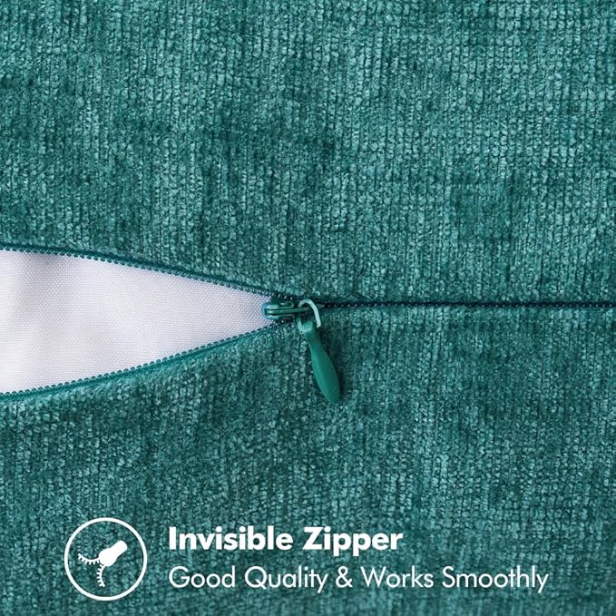 MIULEE Pack of 2 Couch Throw Pillow Covers 18x18 Inch Coastal Teal Farmhouse Decorative Pillow Covers with Stitched Edge Soft Chenille Solid Dyed Spring Pillow Covers for Sofa Bed Living Room