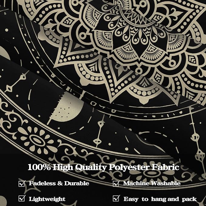 Lunerfex Mandala Moon Tapestry Boho Tapestry for Bedroom Black Tapestries Wall Hanging Living Room Wall Art and Home Decor 60x80