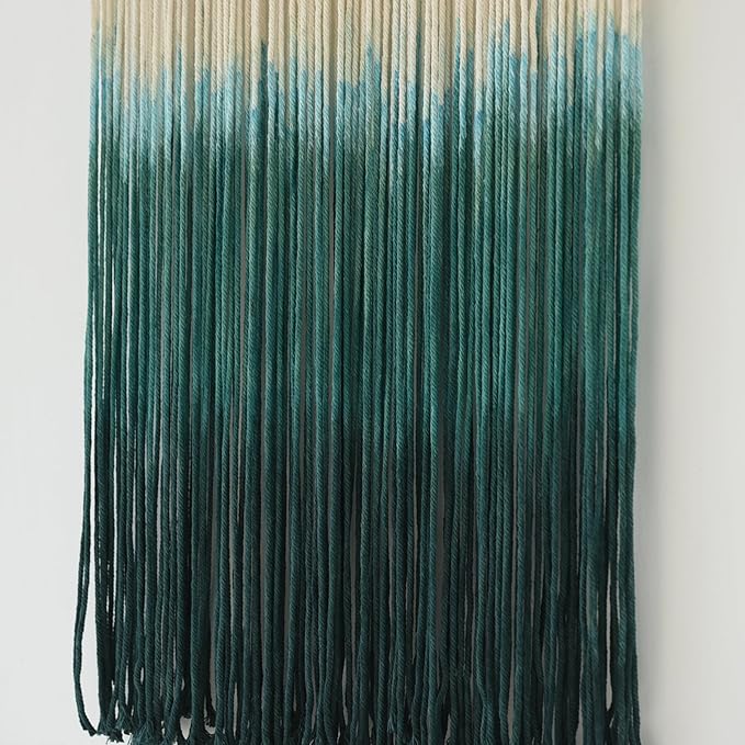 Macrame Wall Hanging Green Boho Handmade Ombre Wall Art Decor for Living Room Bedroom Fiber Art 15''W*43''L