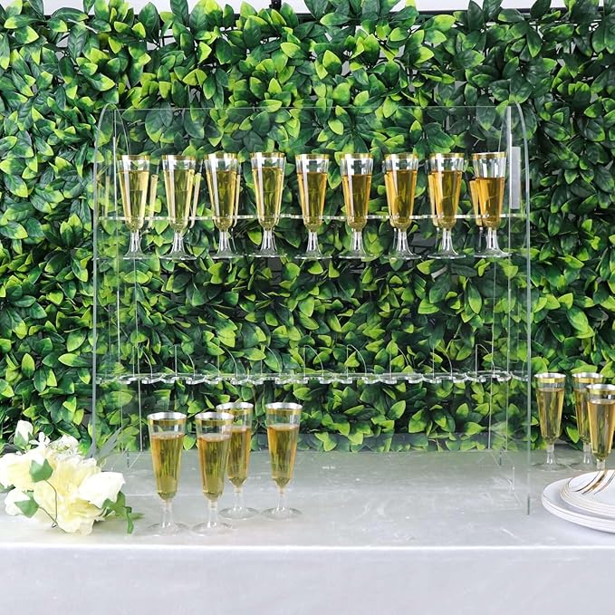 Tableclothsfactory 25" Clear Acrylic 2-Tier Wine Glass Stemware Rack, Champagne Flute Holder with Stand