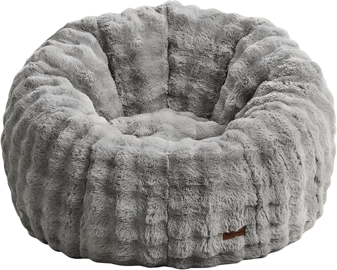 Hobestluk Bean Bag Chair Oversized Bean Bag Chair for Adults Donut-Shaped Large Bean Bag with Spacious Design for Living Room Bedroom or Reading Nook (Bubble Grey)