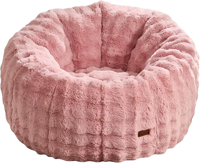 Hobestluk Bean Bag Chair Oversized Bean Bag Chair for Adults Donut-Shaped Large Bean Bag with Spacious Design for Living Room Bedroom or Reading Nook (Bubble Pink)