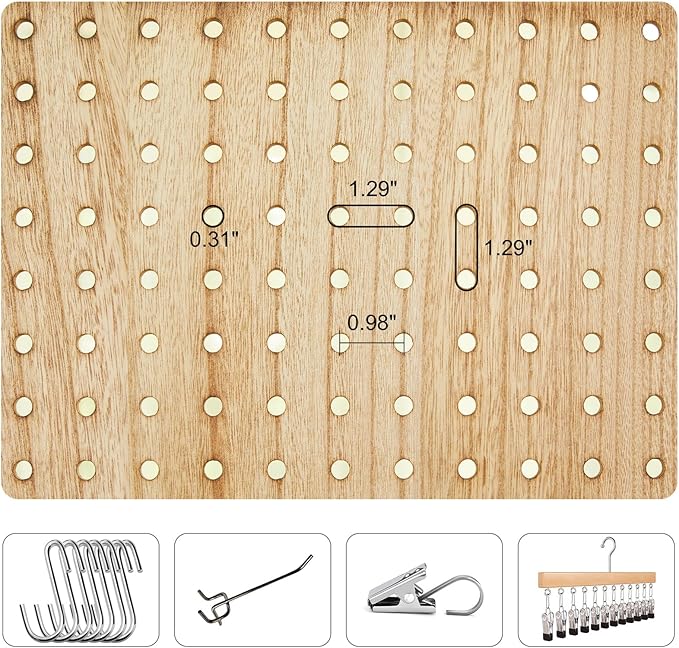 Room Divider Freestanding Folding Pegboard Privacy Screen | 6-Panel Display Stand for Jewelry, Craft Shows, Retail | Natural Wood, Portable & Space-Saving Design