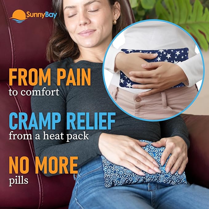 SunnyBay Small Microwave Heating Pad, Microwavable Versatile Cold/Heated Neck and Shoulder Wrap for Back Pain and More, Moist Heat Cotton-Fleece Pad, 6x11 Inches, Blue Star and Royal Flower, Pack of 2