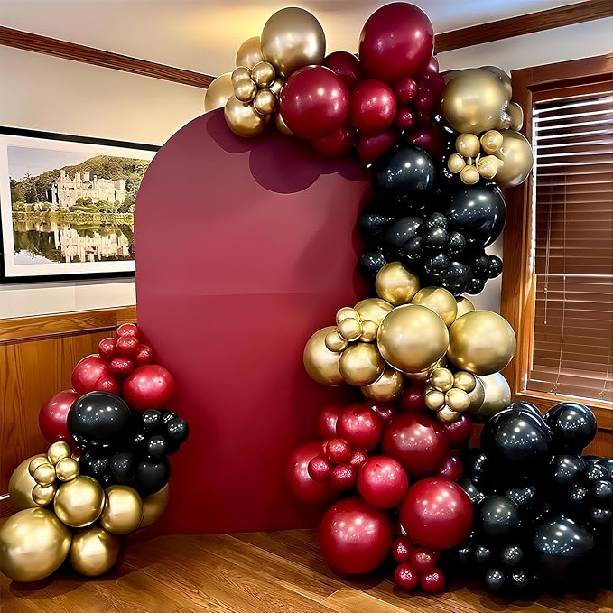 Black Burgundy Gold Balloons 12 Inch Burgundy Maroon Red Black Metallic Gold Latex Confetti Balloon for Kids Graduation Birthday Baby Shower Party Decoration