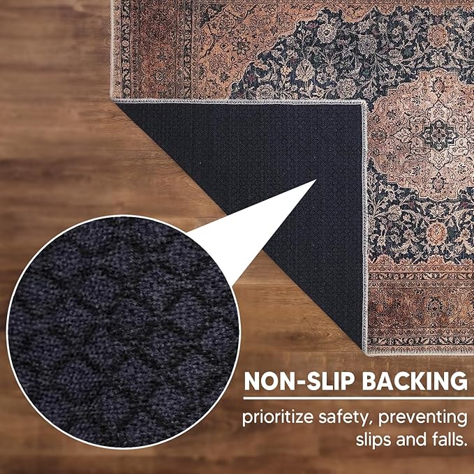 Keen Home Design 2x3 Rug - Machine Washable Entry Rug with Non-Slip Backing, Ideal for Enteryway, Kitchen, Bathroom, Laundry Room - Vintage, Easy Clean, Durable, Low Pile Rug - (2' x 3')