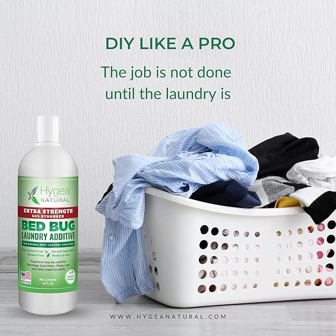 Lice & Bed Bug Extra Strength Laundry Additive - Environmentally Responsible, Odorless & Stain-Free Liquid Laundry Treatment - Safe for Children & Pets - Any Water Temperature (32 oz)