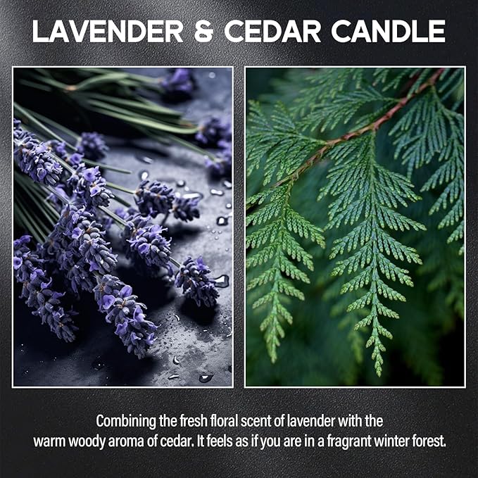 Lavender&Cedar Candle, 9oz Scented Candle for Men, Scented Candles for Home, Soy Candle Gifts for Men, Personalized Blessing Minimalist Men's Scented Candle