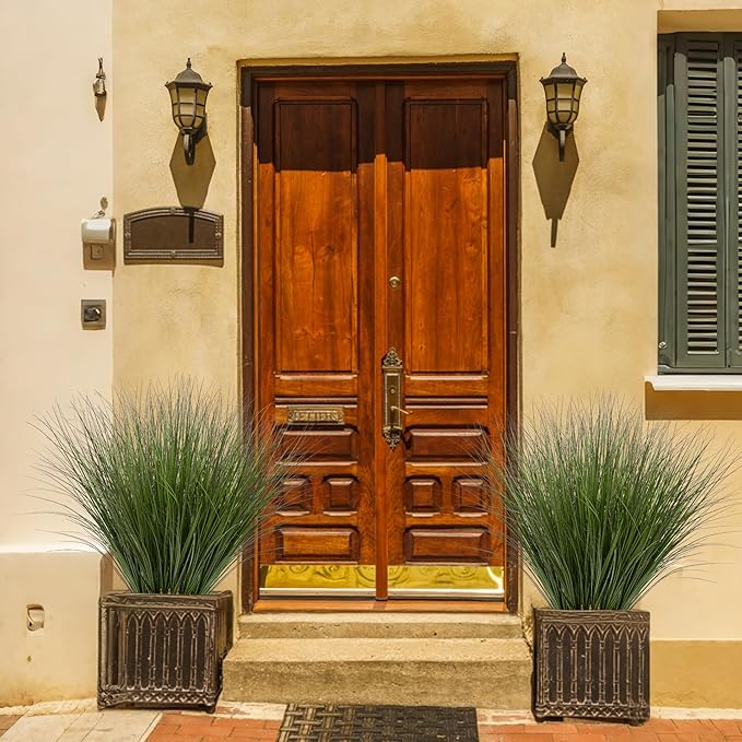 24PCS Fake Plants Artificial Wheat Grass Greenery Plastic Plants Fake Grass Artificial Plants for Outdoor Decor Artificial Grass Plant with Greenery Stems for Indoor Home Decoration 26.4"