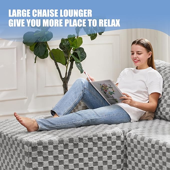 Hobestluk Modular Sectional Sofa 3 Seater Modular Sofa Couch (Plush Grey, Loveseat with Chaise)