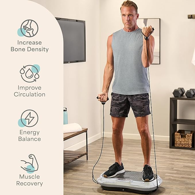 Lifepro Waver Vibration Plate Exercise Machine – High-Intensity Vibration for Muscle Activation, Full-Body Workout Vibrating Platform with Loop Bands, Fitness Equipment for Strength Toning & Fat Loss