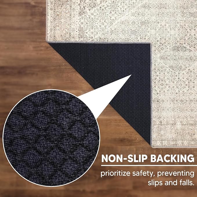 Keen Home Design 3x5 Rug - Machine Washable Entry Rug with Non-Slip Backing, Ideal for Enteryway, Kitchen, Bathroom, Laundry Room - Vintage, Easy Clean, Durable, Low Pile Rug - (3' x 5')