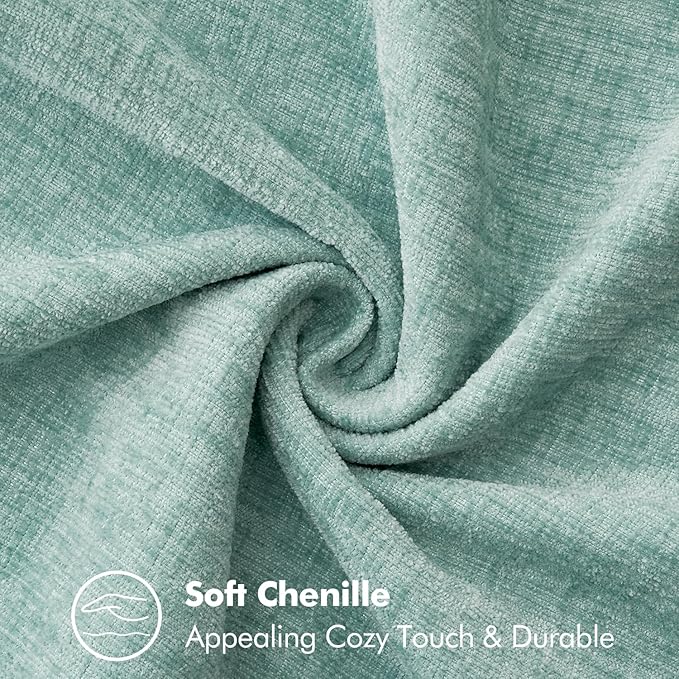 MIULEE Pack of 2 Couch Throw Pillow Covers 18x18 Inch Aqua Green Farmhouse Decorative Pillow Covers with Stitched Edge Soft Chenille Solid Dyed Spring Pillow Covers for Sofa Bed Living Room