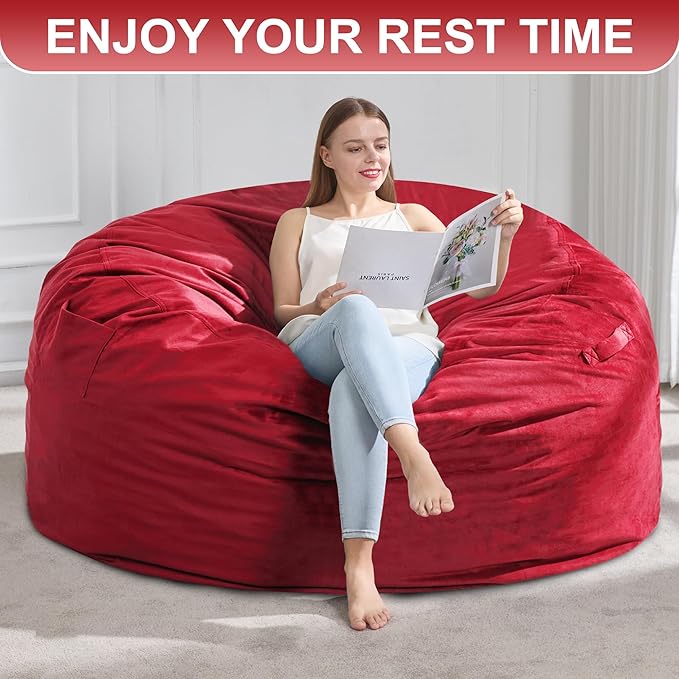 Hobestluk 5FT Bean Bag Chair Giant Bean Bag Chairs for Adults Large Bean Chairs with Removable Cover, Beanbag Chair with Filler, Adult Bean Bag Chairs for Living Room, Bedroom