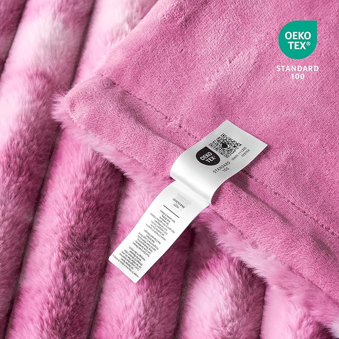 Cozy Bliss Faux Fur Throw Blanket for Couch, Cozy Warm Plush Striped Blanket for Sofa Bedroom Living Room,60 * 80 Inches Tie-dye Pink