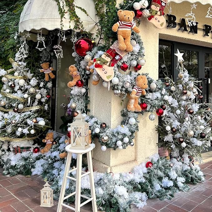 NEEDOMO Lanterns Decorative Outdoor&Indoor, Set of 4 (14"&10") Beige Metal Lantern Decor with Glass, Candle Holder for Porch, Patio, Garden, Balcony, Wedding, Table Centerpiece