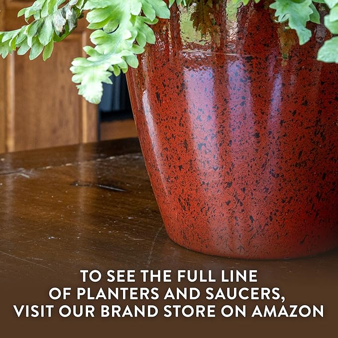 Classic Home and Garden Vogue Planter Pots w/Pottery Quality Finish - Modern Indoor & Outdoor Flower Pots - UV-Resistant Porch Planters - Decorative Pot for Flowers & Herbs (8” Lava Red)