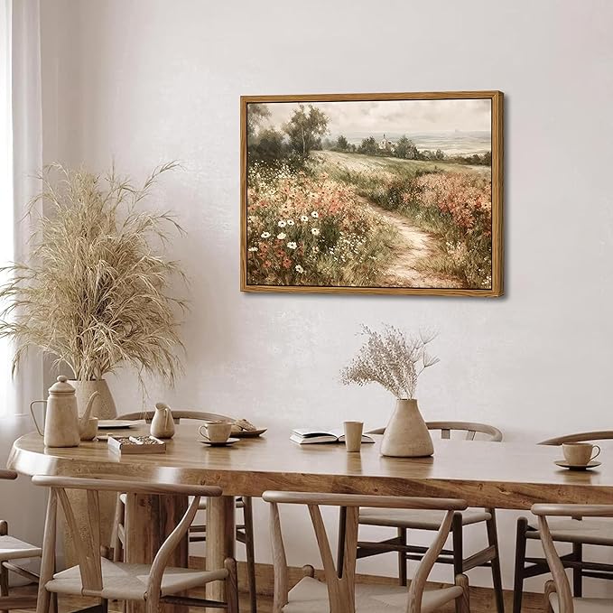 Vintage Framed Wall Art for Living Room – Vintage Wildflower Pictures Oil Paintings Canvas Prints – Country Flower Modern Farmhouse Wall Decor for Bathroom Bedroom Home Office – 8x10in
