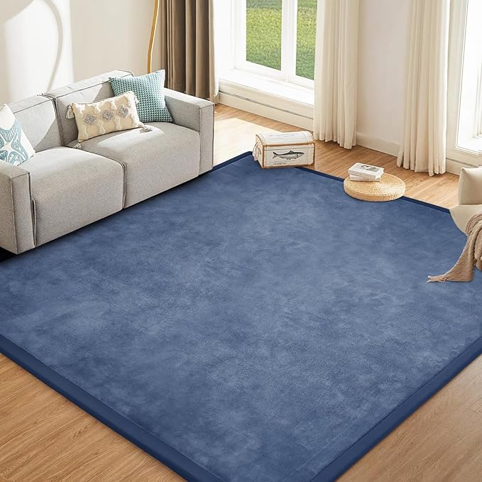 Baby Play Mat 1.2" Thick Memory Foam Nursery Rug Area Rug, 9β2β X 6β7β Yoga Mat Playmat Crawling Mat for Baby,Toddlers,Infants,Kids,Floor Mat Tatami Mat for Living Room with Non-Slip(Blue)