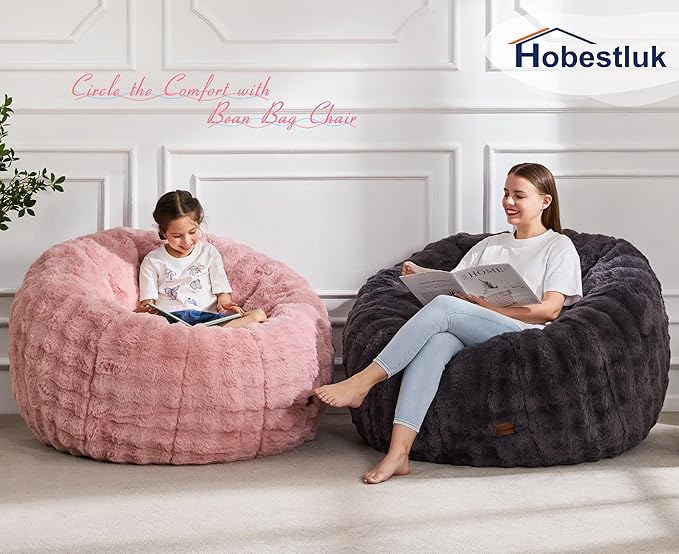 Hobestluk Bean Bag Chair Oversized Bean Bag Chair for Adults Donut-Shaped Large Bean Bag with Spacious Design for Living Room Bedroom or Reading Nook (Bubble Pink)