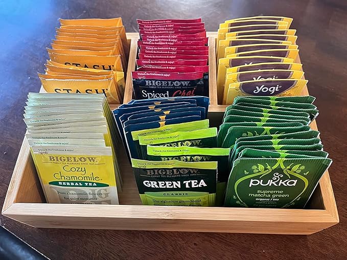 Tea Bag Holder and Storage Organizer - Sugar Packet and Coffee Station Condiment Organizer