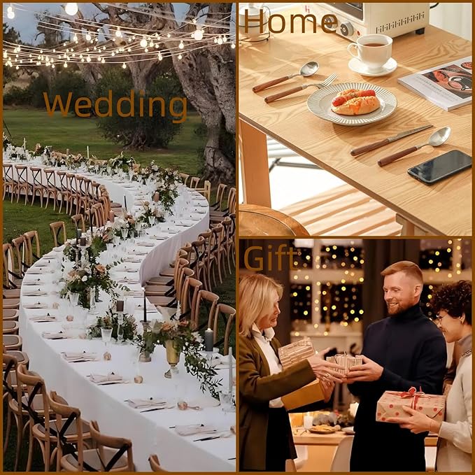 Silverware Set 16 Piece Flatware Cutlery Set Service for 4,18/10 Stainless Steel Forged Walnut Wooden Handle Matte Brushed Dishwasher Safe Premium Durable Utensil Sets for Home Kitchen Wedding