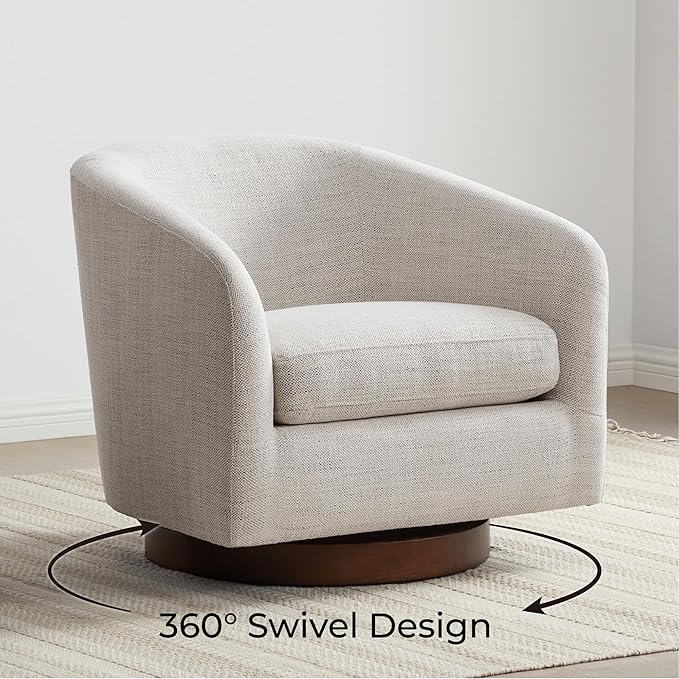 CHITA Swivel Accent Chair, FSC Certified Upholstered Fabric Barrel Chair for Living Room Set of 2, Fully Assembled, Ivory