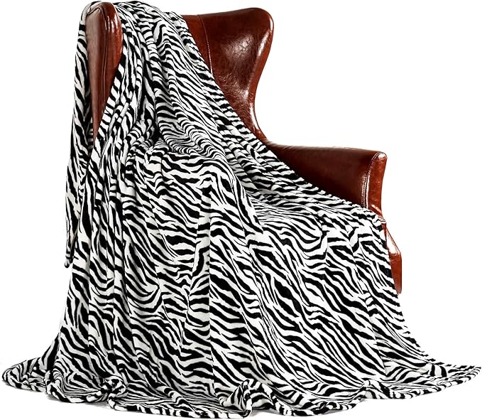 MERRYLIFE Throw Blanket for Couch Bed | Soft Decorative Ultra-Plush Colorful Oversized | Twin Size Travel Blanket Plush|(60" 90", Zebra)