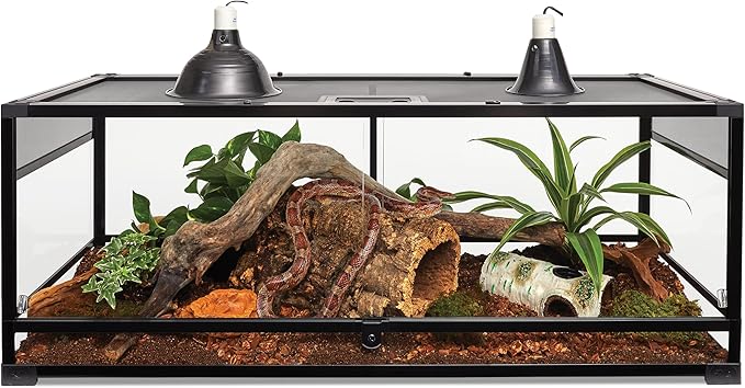 Zilla QuickBuild Reptile 65 Gallon Glass Terrarium Habitat with Sliding Door For Geckos, Snakes, Lizards, Frogs, Turtles, and Tortoises, 48" x 18" x 18"