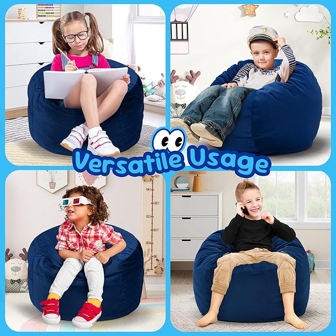 Hobestluk Bean Bag Chairs 2.5FT Bean Bag Chair with Memory Foam Filled & Machine Washable Cover,Beanbag Chair, Small Bean Bag Chairs for Playroom, Living Room, Bedroom